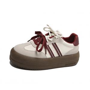 Кроссовки Cushioning Abrasion Resistant Lightweight Height Increasing Mat Low Top Skateboard Shoes Women's MXGM, Burgundy