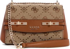 Женская мини-сумка-трансформер GUESS Melinda Logo с откидной крышкой и логотипом., Latte Logo