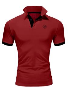 Поло Amaci&Sons Basic Kontrast Polo Shirt MEMPHIS, бордо/черный