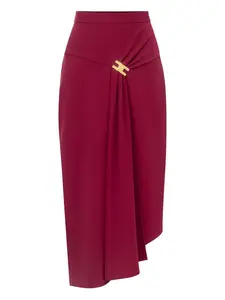 Миди-юбка с драпировкой и украшением-логотипом Elisabetta Franchi, красный