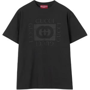 Футболка из хлопкового трикотажа с принтом Gucci, черный