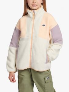 Детская флисовая куртка Borg с воронкообразным воротником и цветными блоками New Balance, Linen