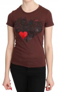 Футболка с круглым вырезом Exte Hearts Printed, женская, коричневый