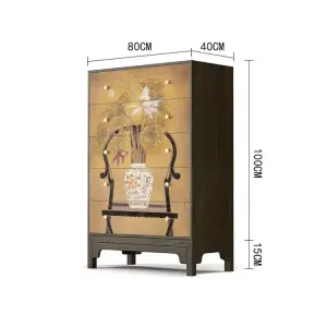 Yu Senyi Комод 80х40х115 см для гостиной и спальни из массива сосны, 5 ящиков, цвет deep walnut