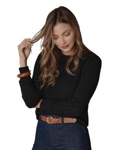 Женский кашемировый свитер с круглым вырезом, предотвращающий зуд, с мягкой подкладкой Luxlined, Black sand