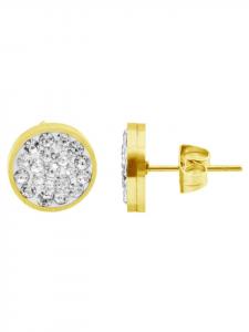 Adeliás Женские серьги - серьги-гвоздики из нержавеющей стали с золотыми стразами