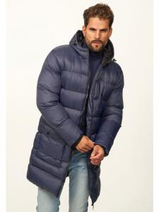 SOULSTAR Парка с капюшоном, как зимняя куртка - Длинное стеганое пальто темно-синего цвета