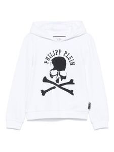 Толстовка с капюшоном и принтом черепа Philipp Plein Junior, белый