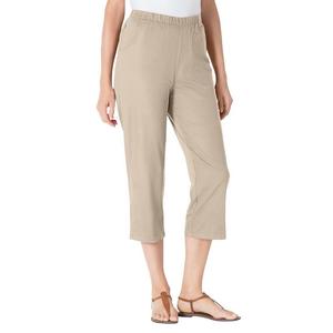 Женщина в женских капри больших размеров Fineline Jean Woman Within, цвет Natural Khaki