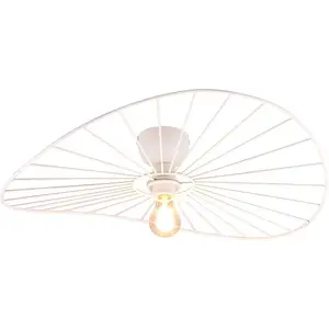 REALITY светильники Потолочная лампа CHAPEAU, потолочный светильник без 1xE27 макс. 40 Вт Ø60 см для спальни E27 1 шт. теплый белый - холодный белый Абажур из тонких металлических прутьев создает тени эффект Reality Leuchten, Weiß matt