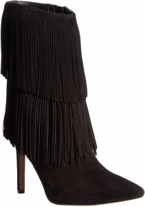 Женские ботильоны с кисточками на шпильках, сексуальные замшевые ботильоны с острым носком и высоким каблуком, модные однотонные с боковой молнией, для вечеринок, осень-зима, короткие ботинки SRURLLUG, Black