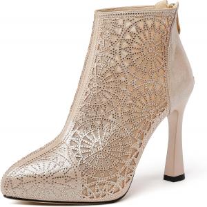 Женские сандалии-босоножки Soireelady с сеткой и кружевом, на высокой шпильке, с круглым носком, на молнии, сексуальные летние вечерние туфли