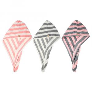 Полотенца для сушки волос, 3 шт., сухая шапочка, сильный абсорбент для сушки волос после ванны Unique Bargains, цвет Pink White Gray