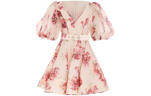 Zimmermann Платье с короткими рукавами, весна-лето 2023, женский, цвет экрю