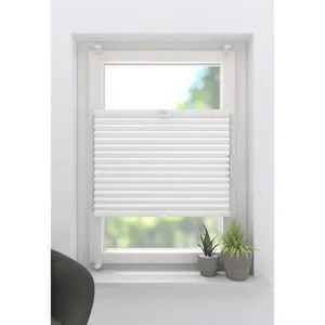 Моя домашняя жалюзи-плиссе "Марей Термо", затемнение, с покрытием Pearl Reflex - энергосбережение, без сверления, натяжение, крепление с помощью зажимных скоб, Easyfix, задняя часть с покрытием My Home, цвет weiß/weiß + weiß