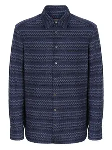 Хлопковая рубашка с шевронным узором Missoni, синий