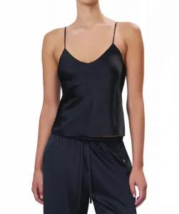 Шелковая майка-топ Mila черного цвета Eterne