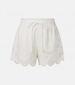 Вышитые льняные шорты Farm Rio, Off-White