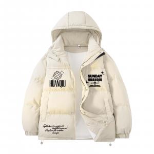 Пуховик Unisex с капюшоном утепленный HUANQIU, бежевый оранжевый