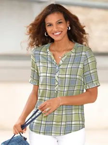 Повседневный образ блузка в клетку Casual Looks, голубой