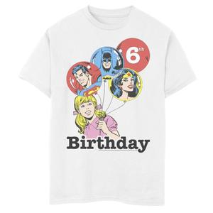 Футболка с воздушными шарами и рисунком на 6-й день рождения для мальчиков 8–20 лет с воздушными шарами DC Comics «Лига справедливости» Licensed Character