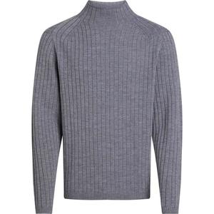 Свитер в рубчик из мериносовой ткани с круглым вырезом Calvin Klein, серый