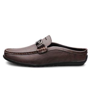 Wen Nai Мужские сандалии с закрытым носком, устойчивые к истиранию, коричневые, с резиновой подошвой