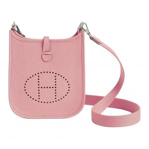 Кожаная мини-сумка Evelyne Clemence через плечо Ivorie женская розовая цвет сакуры HERMES