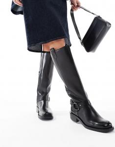 Сапоги из кожи OFF THE HOOK 'ADDERSTONE' на блочном каблуке до колена черного цвета