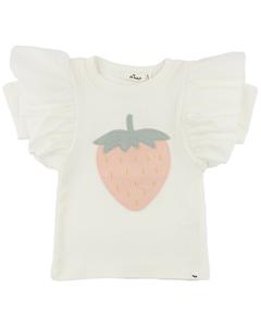 О детка! Футболка из хлопкового ребра с аппликацией клубники Oh baby!, белый