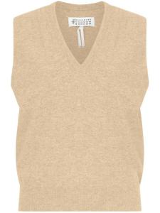 Трикотажный топ с V-образным вырезом Maison Margiela, нейтральный цвет