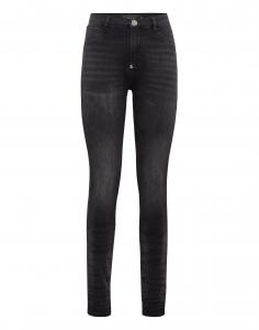 Джинсовые джеггинсы с высокой талией PHILIPP PLEIN, цвет tempest grey