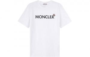 Футболка Moncler из хлопка с флокированным логотипом, белая