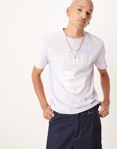 Футболка свободного кроя ASOS DESIGN плотностью 240 г/м² с принтом на груди фиолетового цвета