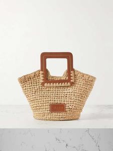 Мини-Сумка Sienna из рафии с отделкой из кожи Staud, бежевый