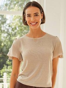 Металлический вязаный джемпер с ангельскими рукавами Aspiga, Gold