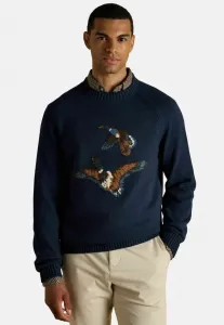 Джемпер стандартного кроя с интарсией и круглым вырезом. Joules, Blue