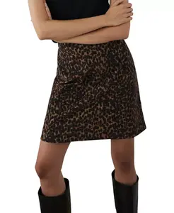 Женская мини-юбка из бархата с принтом Mint Velvet, коричневый