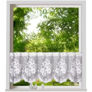 Тюль Scheibengardine Mantua с насквозь продернутым карнизом, 1 шт., бистро, жаккард, структурированный, с цветочным узором, штора, занавеска Weckbrodt, белый