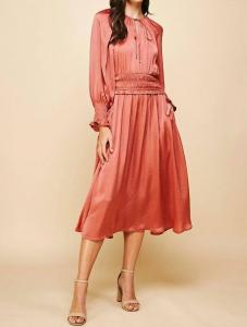 Платье макси в складку цвета пыльного коралла PINCH