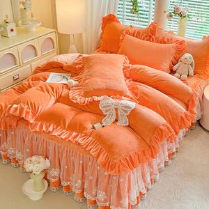FUANNA Комплект постельного белья с юбкой, 180x200 см, 3 предмета, оранжевый Sweetheart--Emma