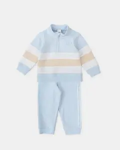 Набор детской одежды из хлопка голубого и песочного цветов Tutto Piccolo