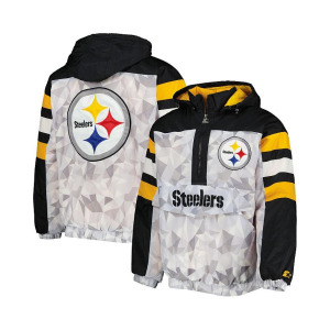 Мужская бело-черная куртка с капюшоном и полумолнией на молнии Pittsburgh Steelers Tuesday Night Gridiron Raglan Starter, белый