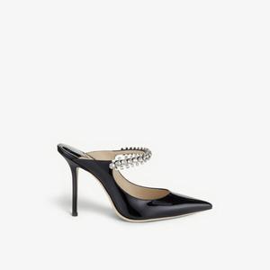 Туфли-лодочки Bing 100 на каблуке из лакированной кожи, украшенные кристаллами Jimmy Choo, черный