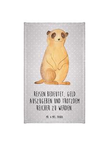 Mr. & Mrs. Panda Полотенце с изображением суриката и надписью пастельно-серого цвета