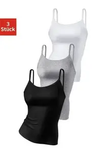 Топ-спагетти H.I.S (3 шт. в упаковке), из чистого хлопка, без боковых швов, белый