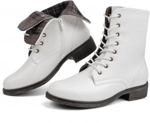 Женские полуботинки VJH Confort средней высоты с шнуровкой, военные боевые, на низком каблуке с молнией, White