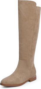 Женские высокие сапоги Modatope до колена с плоским носком, эластичные сапоги с боковой молнией, праздничные высокие сапоги, A-Suede Camel