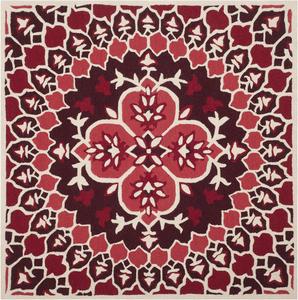 Ковер SAFAVIEH, 153 x 153 см, Bellagio Collection, Red & Ivory, ручной работы, медальон, шерсть, идеально для помещений с высокой проходимостью в гостиной, спальне (BLG610K)