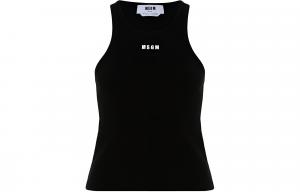 Безрукавка с вышитым логотипом и ребристым узором MSGM, черный